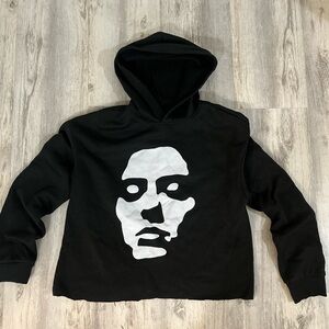 Men's Black Hoodie with Artistic Face Design